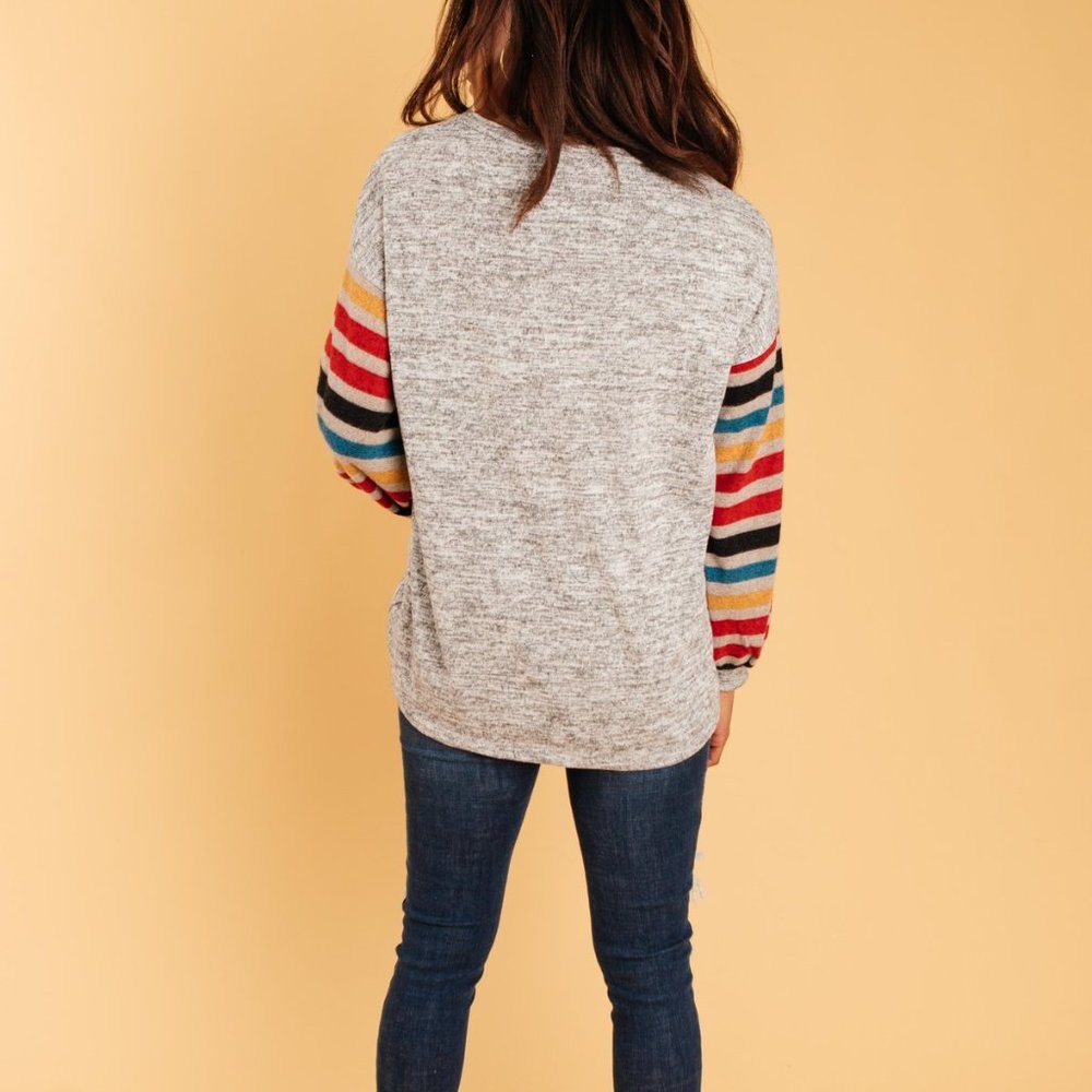 Party Up Your Sleeves Rainbow Stripes Top - Picture 5 of 8